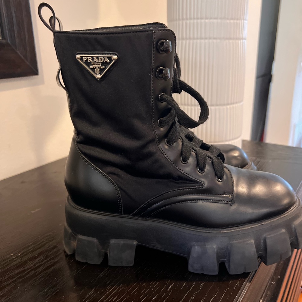 Prada Black Lace-Up Boots